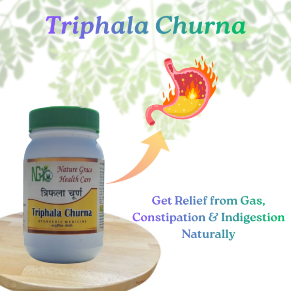 Nature Grace Triphala Churna Ayurvedic Herbal Powder for Digestion, Detox & Wellness – 100g Bottle Front View